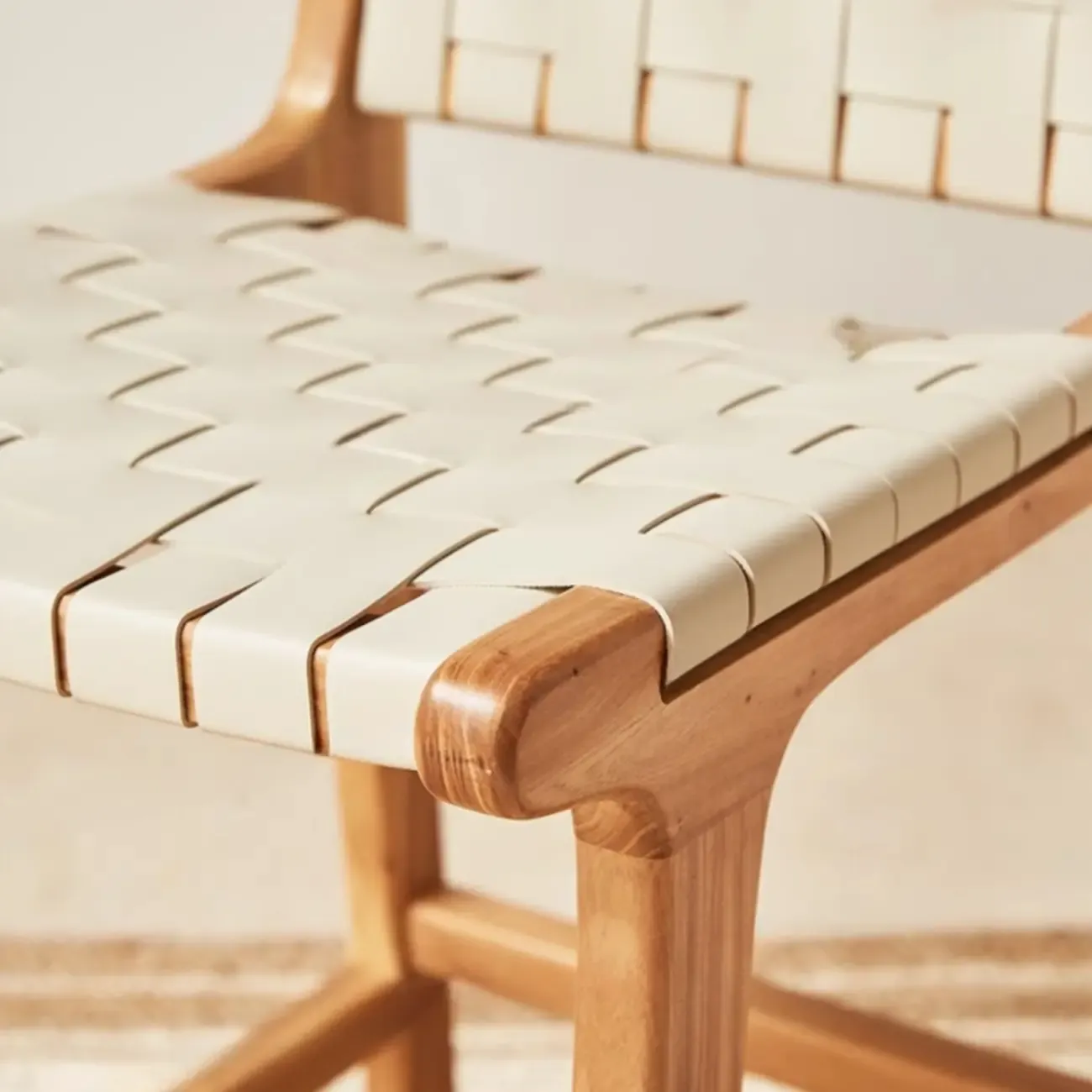 Rustic Wooden Woven Elegant Swivel Adjustable Bar Stool Image - 5