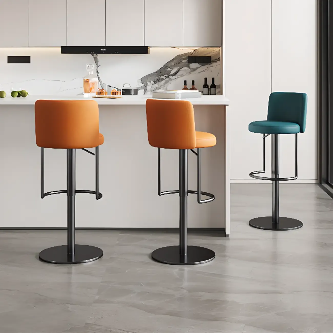 Modern Stainless Steel Swivel Bar Stool Adjustable Height Image - 2