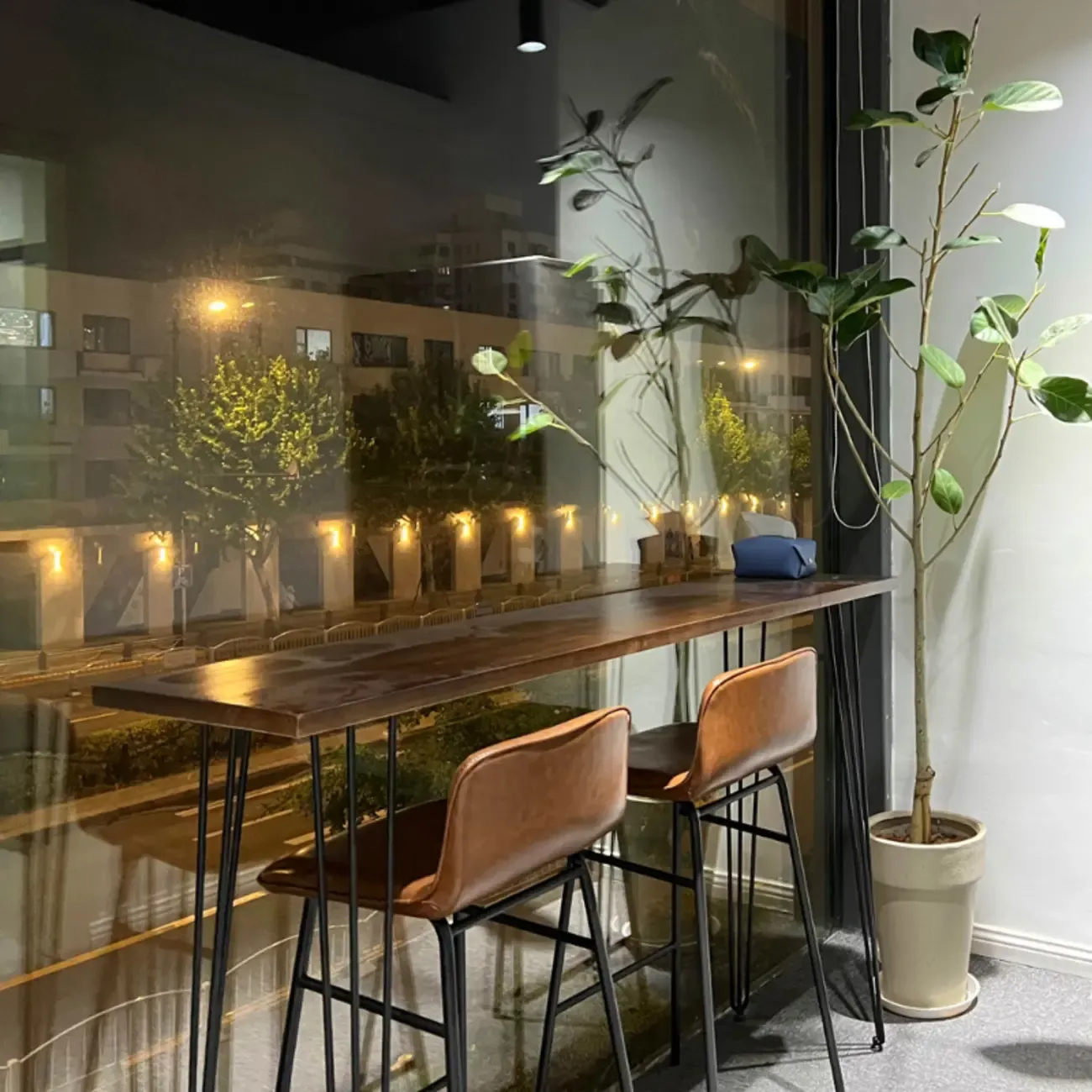 Modern Cocoa Wooden Steel Hairpin Legs Bar Tables Image - 1