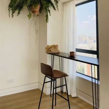 Modern Cocoa Wooden Steel Hairpin Legs Bar Tables Image - 4