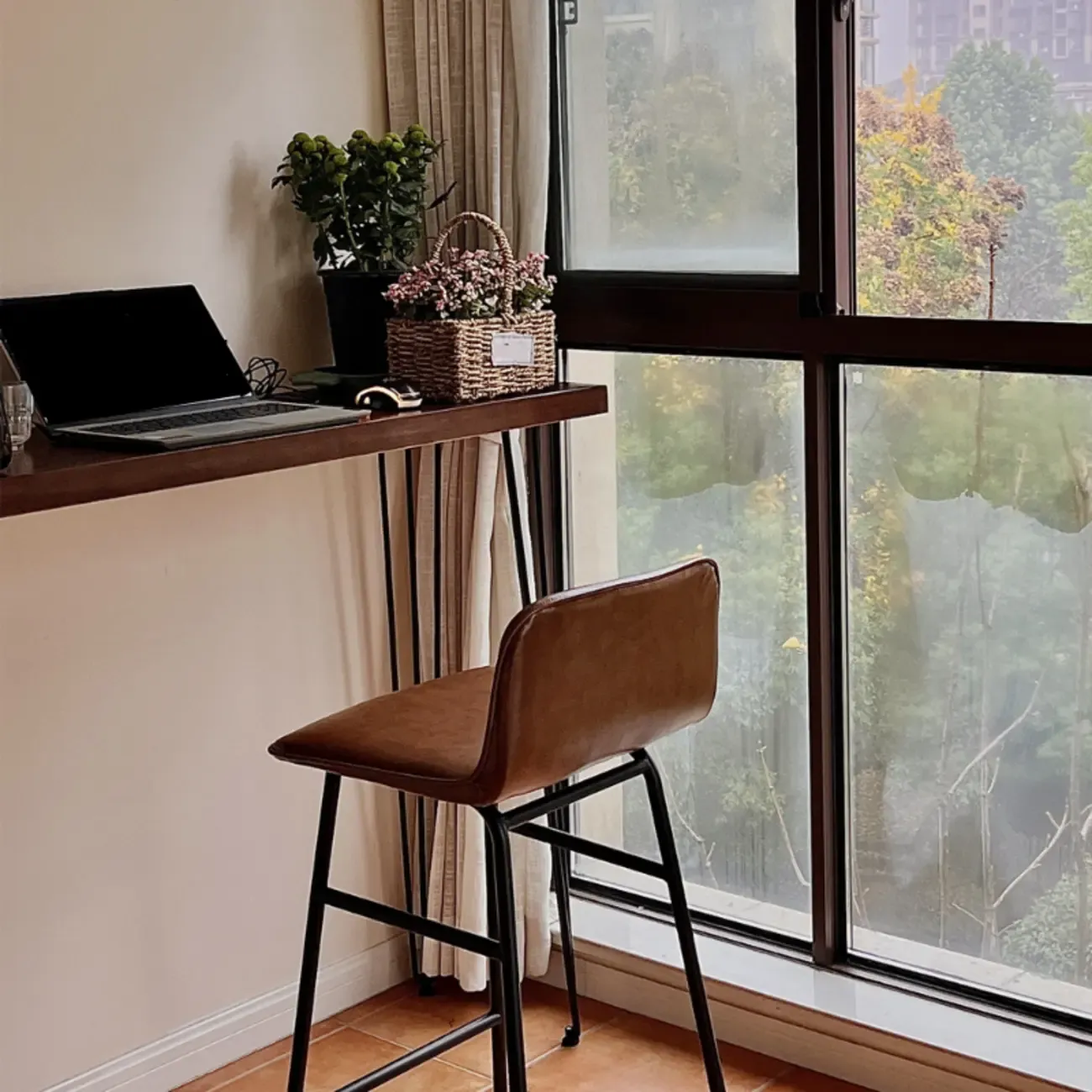 Modern Cocoa Wooden Steel Hairpin Legs Bar Tables Image - 5