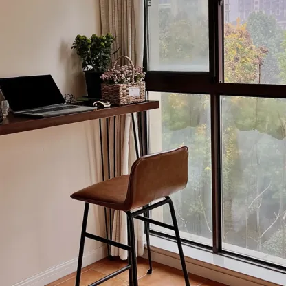 Modern Cocoa Wooden Steel Hairpin Legs Bar Tables Image - 5