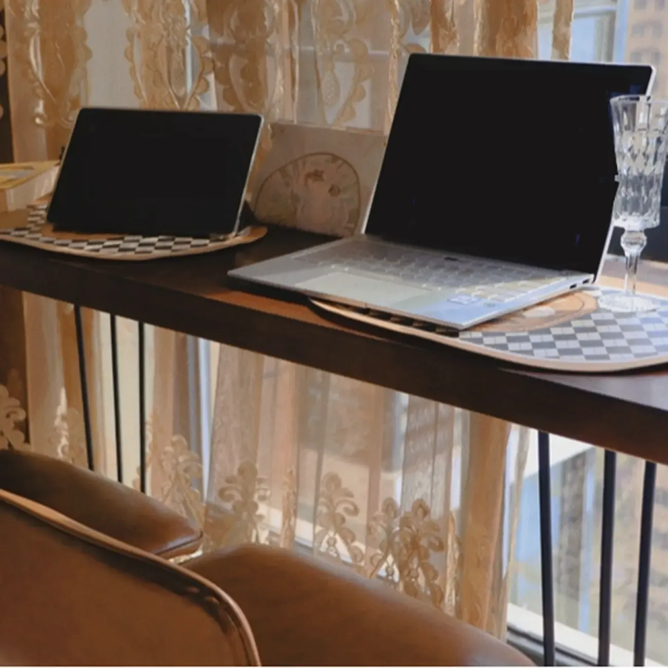 Modern Cocoa Wooden Steel Hairpin Legs Bar Tables Image - 7