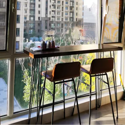 Modern Cocoa Wooden Steel Hairpin Legs Bar Tables Image - 8