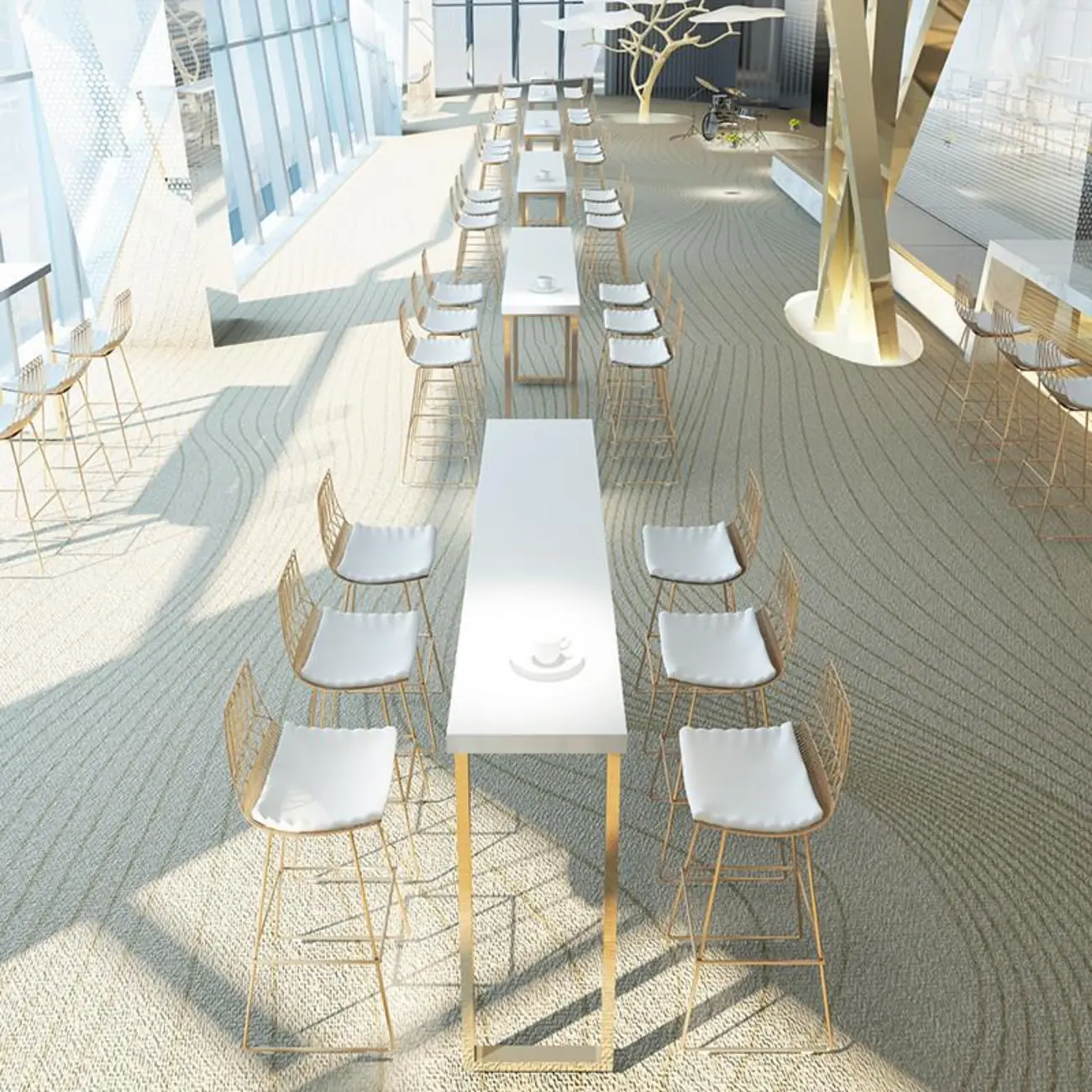 Lavish White Wood Gold Metal Sled Bar Tables Image - 2 | homeyfad