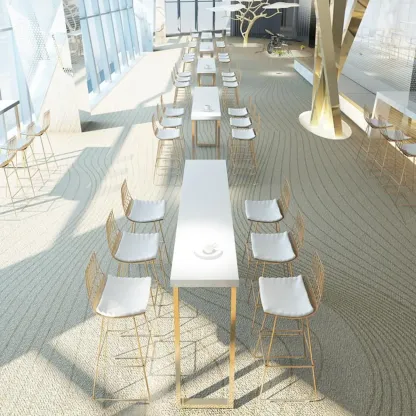 Lavish White Wood Gold Metal Sled Bar Tables Image - 2