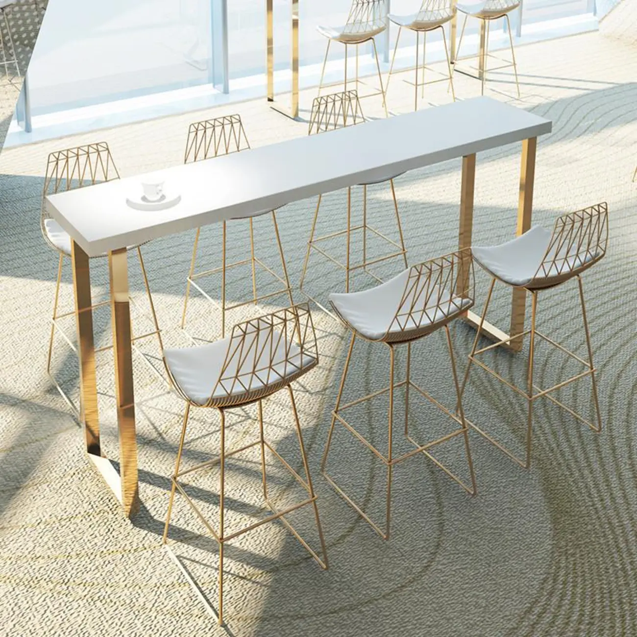 Lavish White Wood Gold Metal Sled Bar Tables Image - 1 | homeyfad