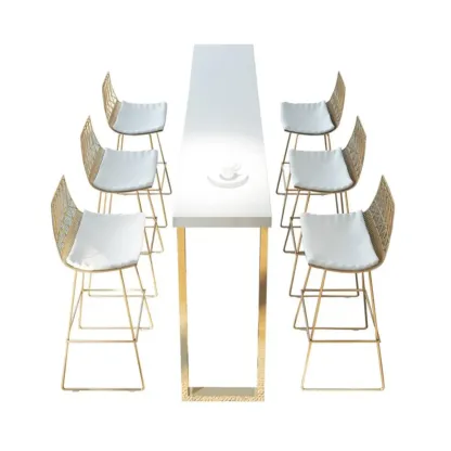 Lavish White Wood Gold Metal Sled Bar Tables Image - 5