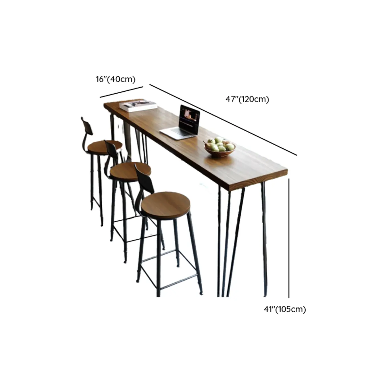 Modern Brown Wooden Metal Hairpin Legs Bar Tables Image - 8 | homeyfad