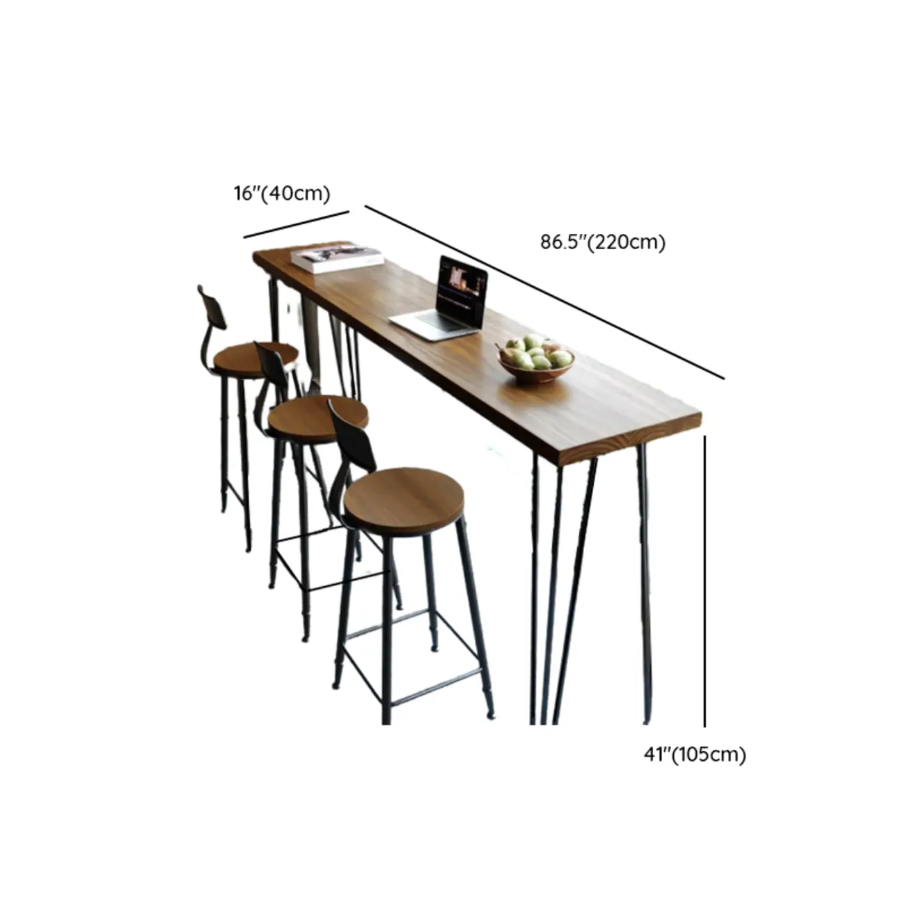 Modern Brown Wooden Metal Hairpin Legs Bar Tables Image - 13 | homeyfad