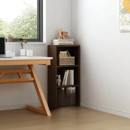 Compact Tall Modern Wooden 5-Tier Corner Bookcase Image - 3