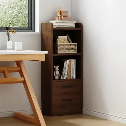 Compact Tall Modern Wooden 5-Tier Corner Bookcase Image - 7