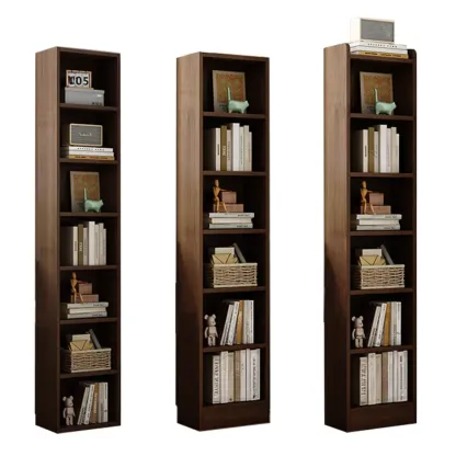 Compact Tall Modern Wooden 5-Tier Corner Bookcase Image - 9