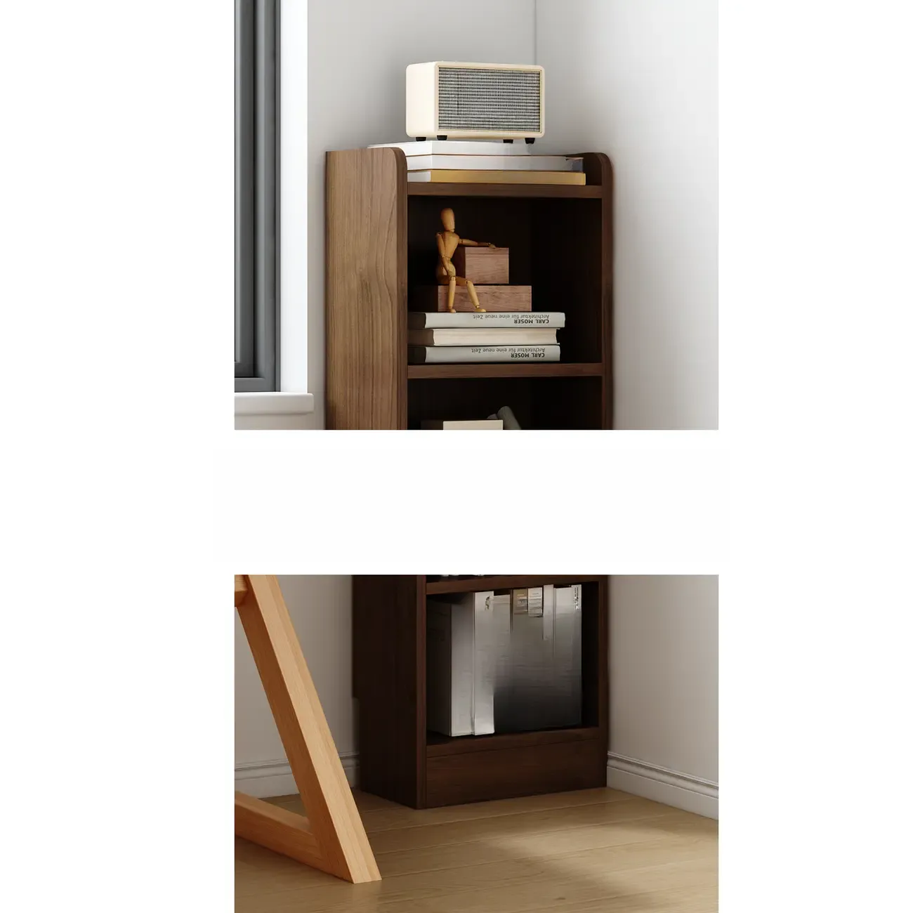 Compact Tall Modern Wooden 5-Tier Corner Bookcase Image - 11