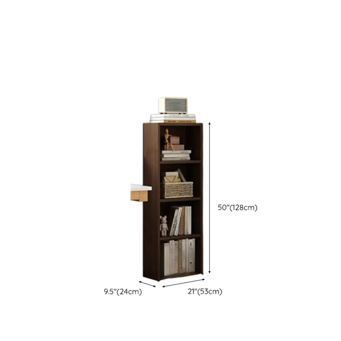 Compact Tall Modern Wooden 5-Tier Corner Bookcase Image - 21 | homeyfad