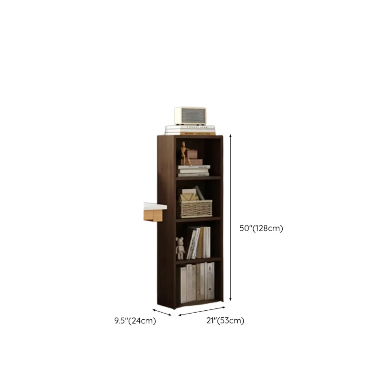 Compact Tall Modern Wooden 5-Tier Corner Bookcase Image - 21