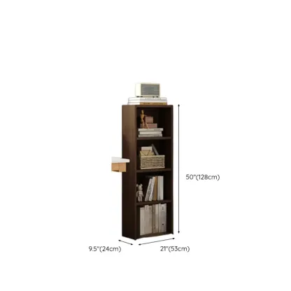 Compact Tall Modern Wooden 5-Tier Corner Bookcase Image - 21