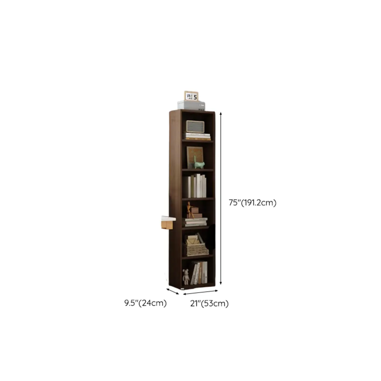 Compact Tall Modern Wooden 5-Tier Corner Bookcase Image - 22