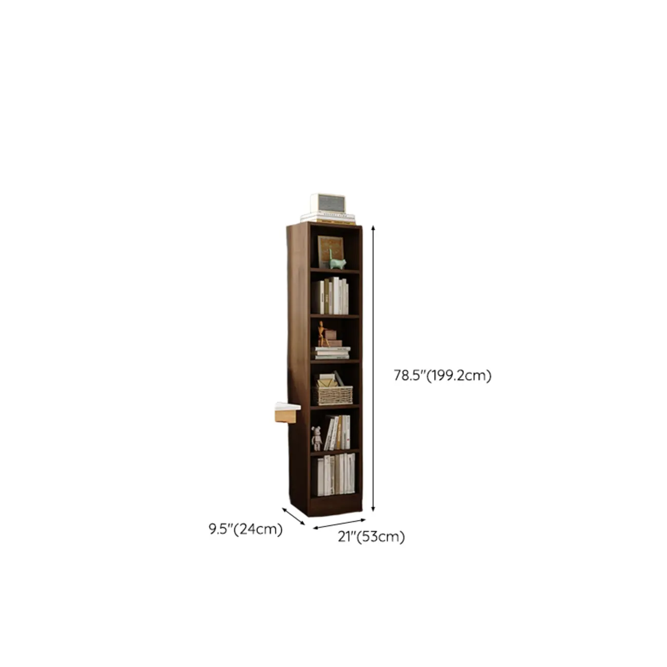 Compact Tall Modern Wooden 5-Tier Corner Bookcase Image - 24 | homeyfad