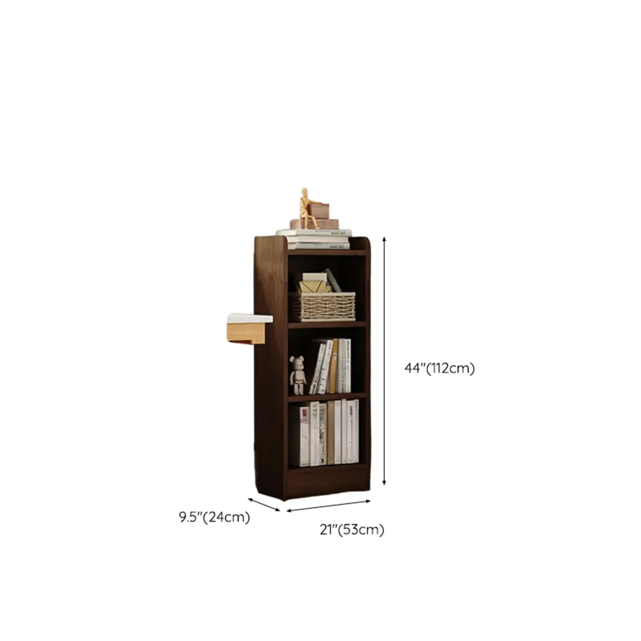 Compact Tall Modern Wooden 5-Tier Corner Bookcase Image - 25 | homeyfad
