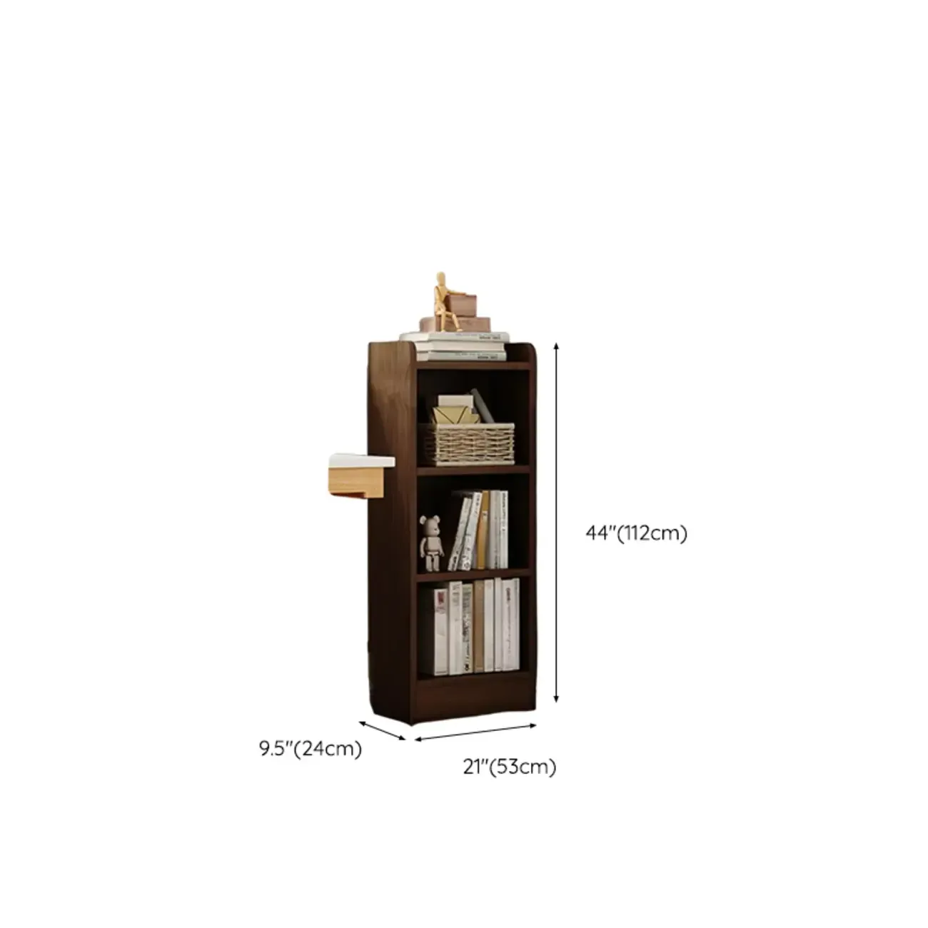 Compact Tall Modern Wooden 5-Tier Corner Bookcase Image - 25