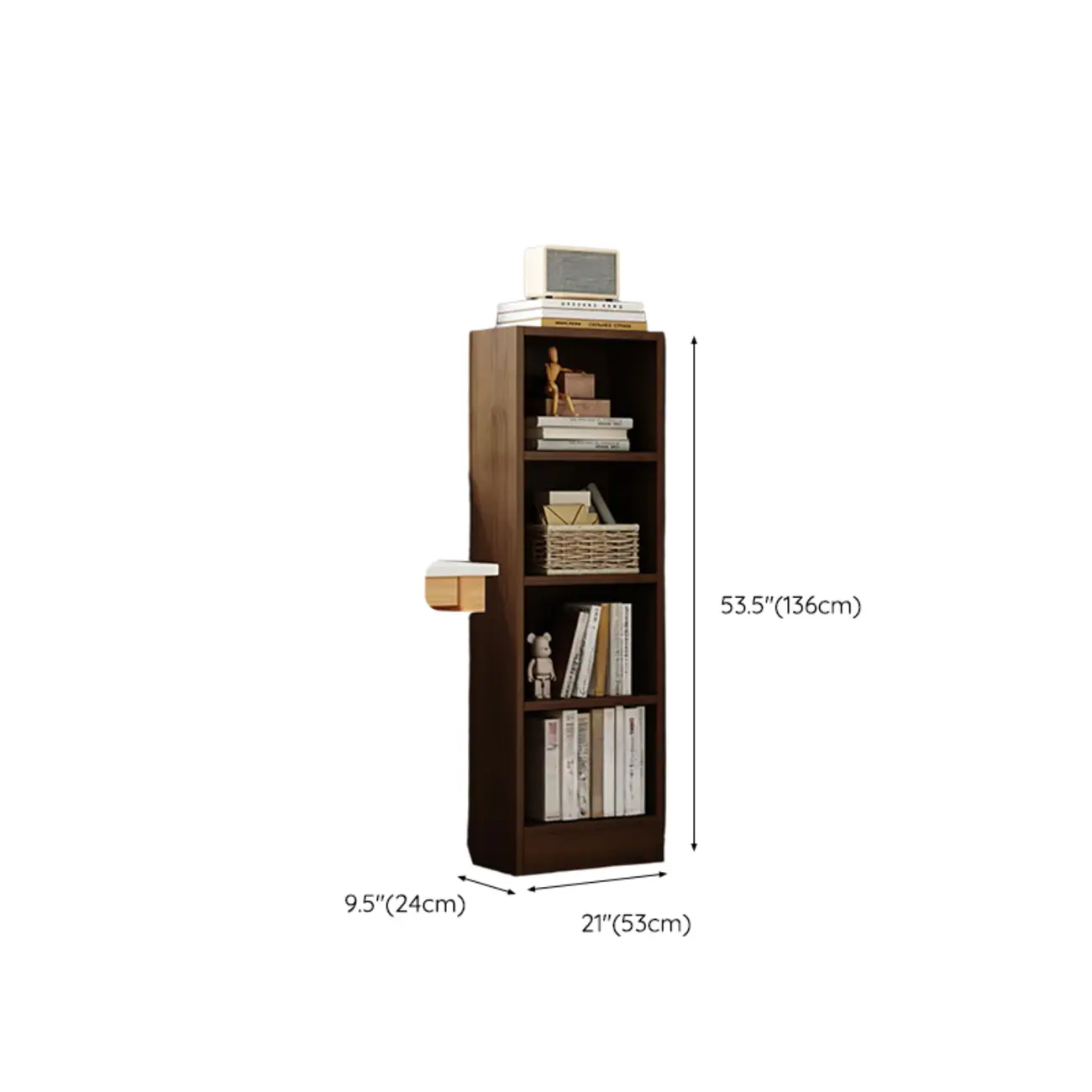 Compact Tall Modern Wooden 5-Tier Corner Bookcase Image - 26 | homeyfad