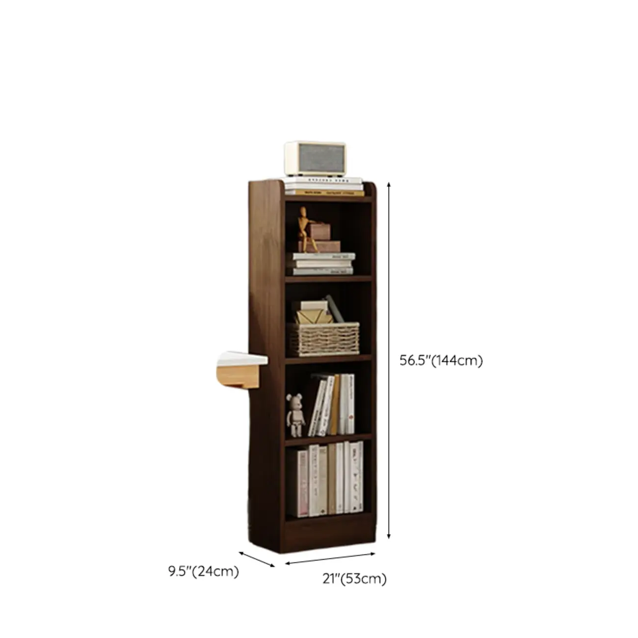 Compact Tall Modern Wooden 5-Tier Corner Bookcase Image - 27 | homeyfad