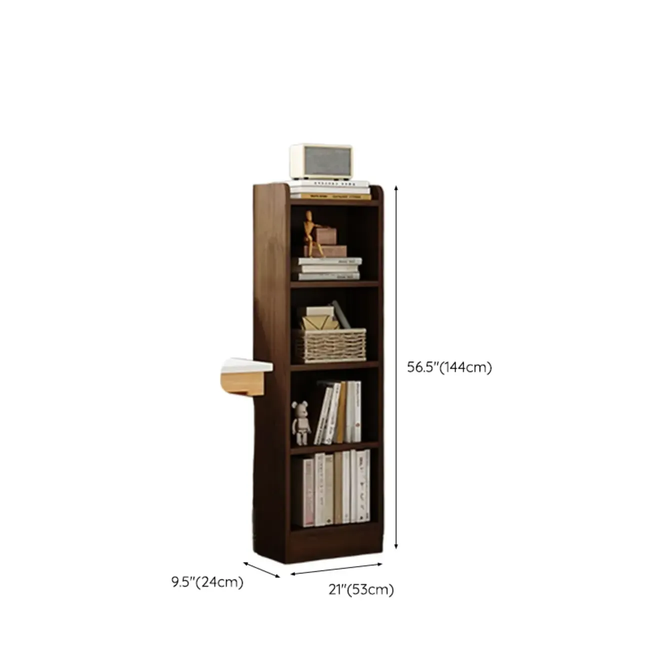 Compact Tall Modern Wooden 5-Tier Corner Bookcase Image - 27