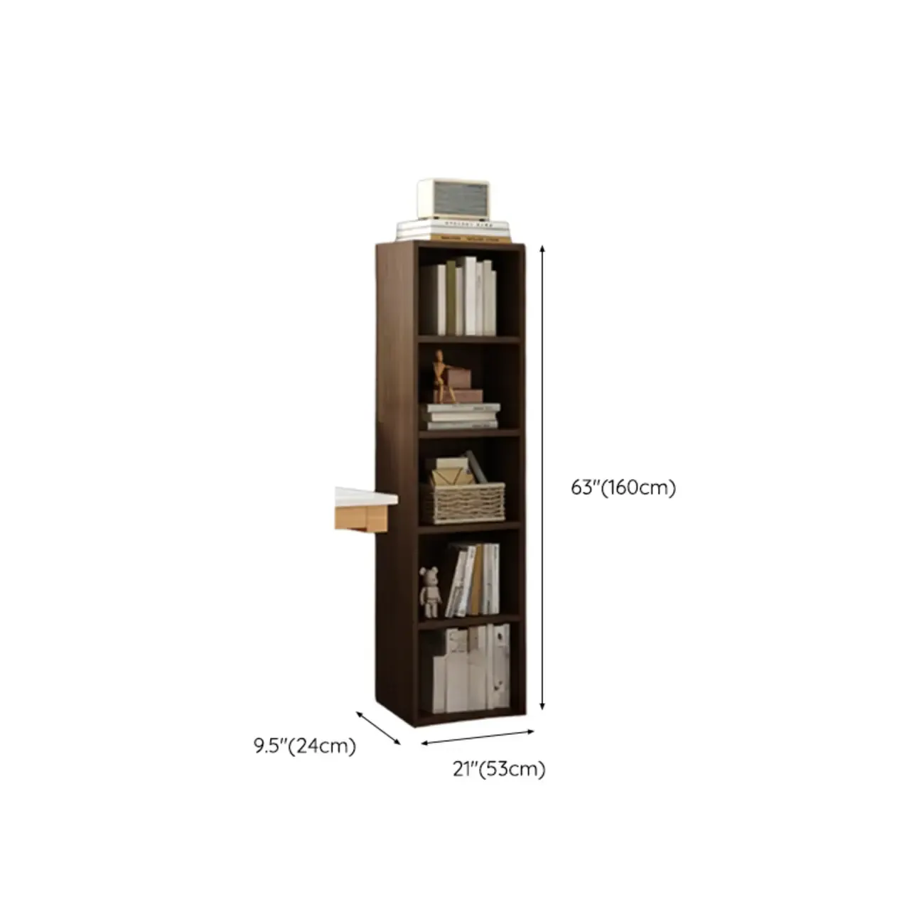 Compact Tall Modern Wooden 5-Tier Corner Bookcase Image - 28