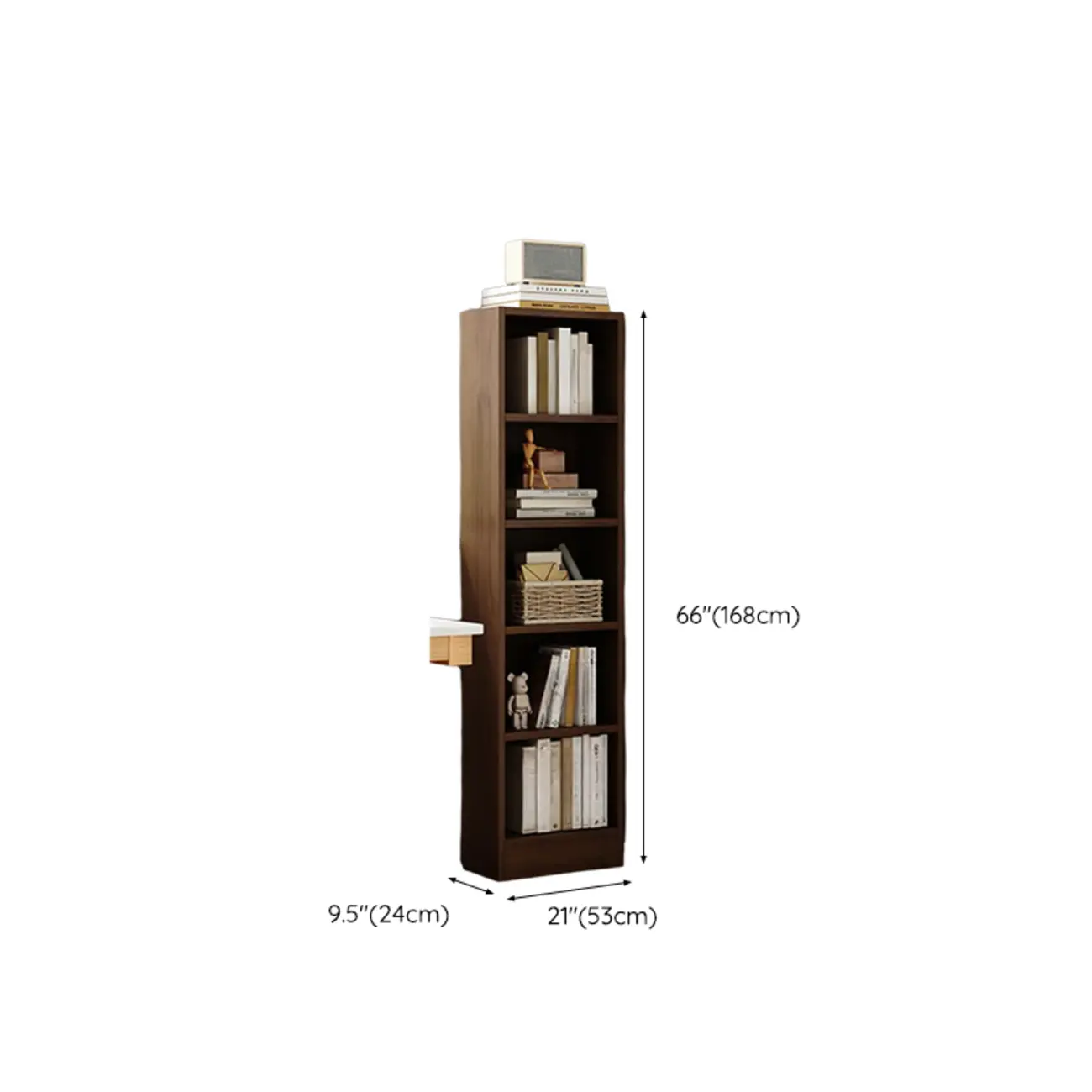 Compact Tall Modern Wooden 5-Tier Corner Bookcase Image - 29 | homeyfad