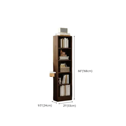 Compact Tall Modern Wooden 5-Tier Corner Bookcase Image - 29