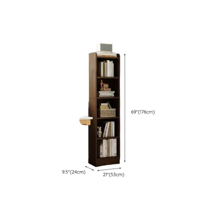 Compact Tall Modern Wooden 5-Tier Corner Bookcase Image - 30