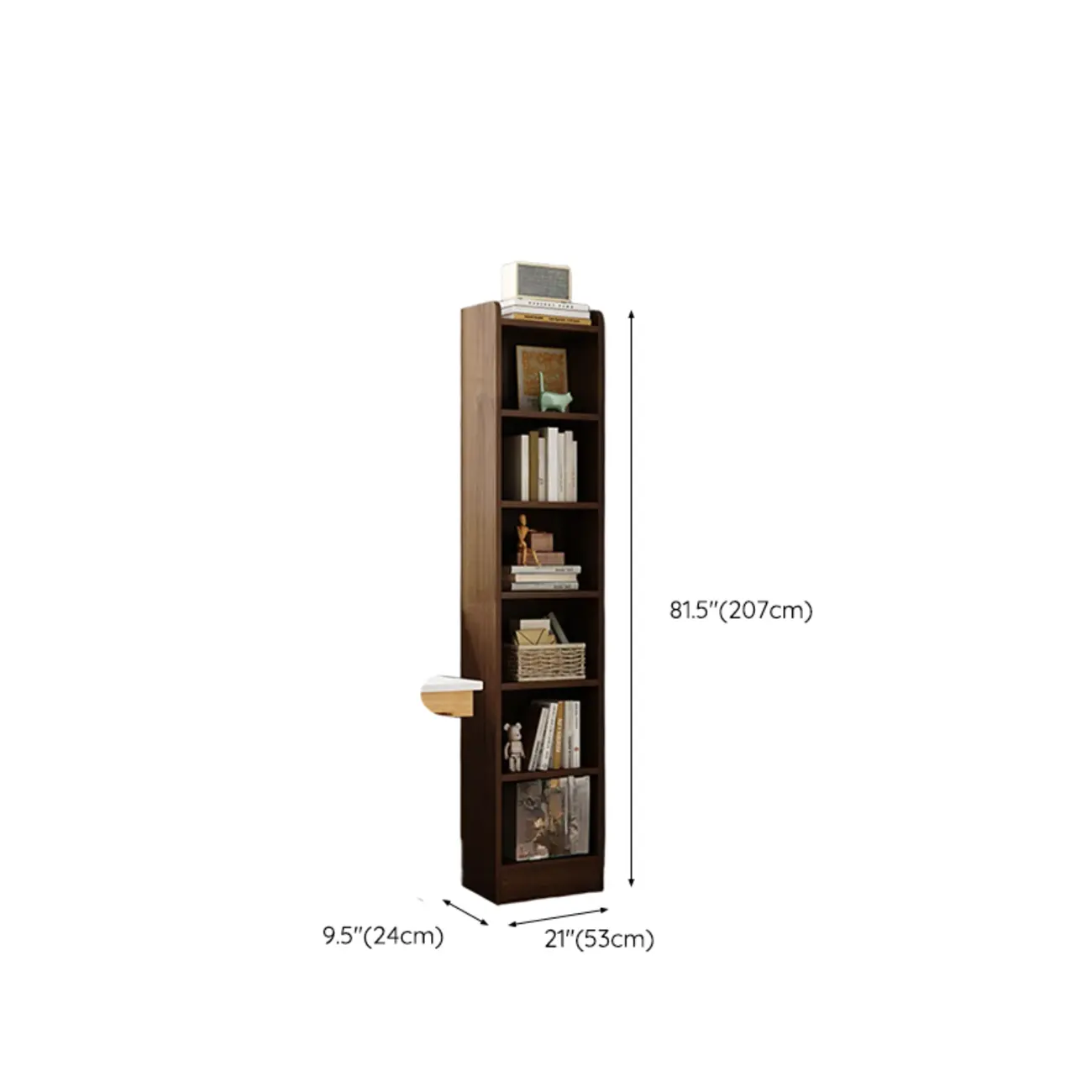 Compact Tall Modern Wooden 5-Tier Corner Bookcase Image - 31 | homeyfad
