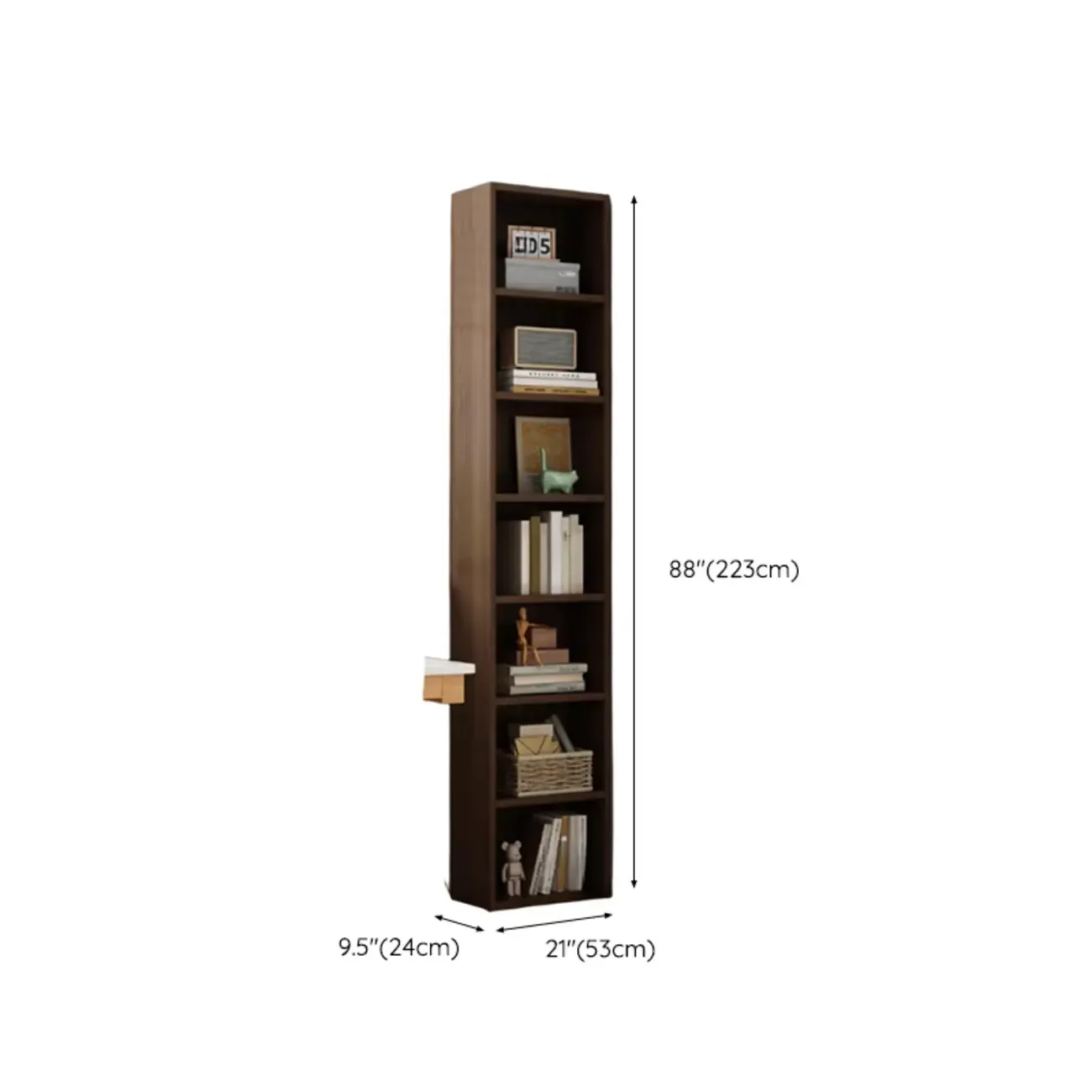 Compact Tall Modern Wooden 5-Tier Corner Bookcase Image - 32