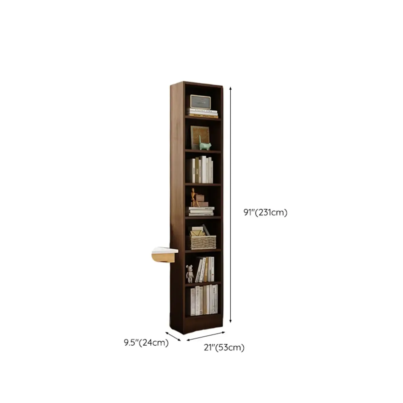 Compact Tall Modern Wooden 5-Tier Corner Bookcase Image - 33