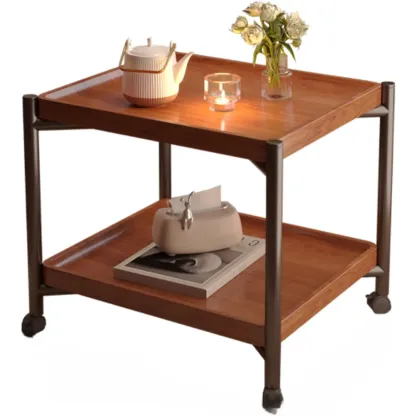 Modern Round 2-Tier Wooden End Table with Storage Image - 10