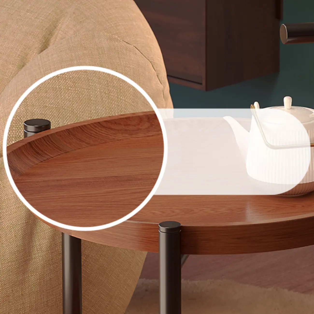 Modern Round 2-Tier Wooden End Table with Storage Image - 12 | homeyfad