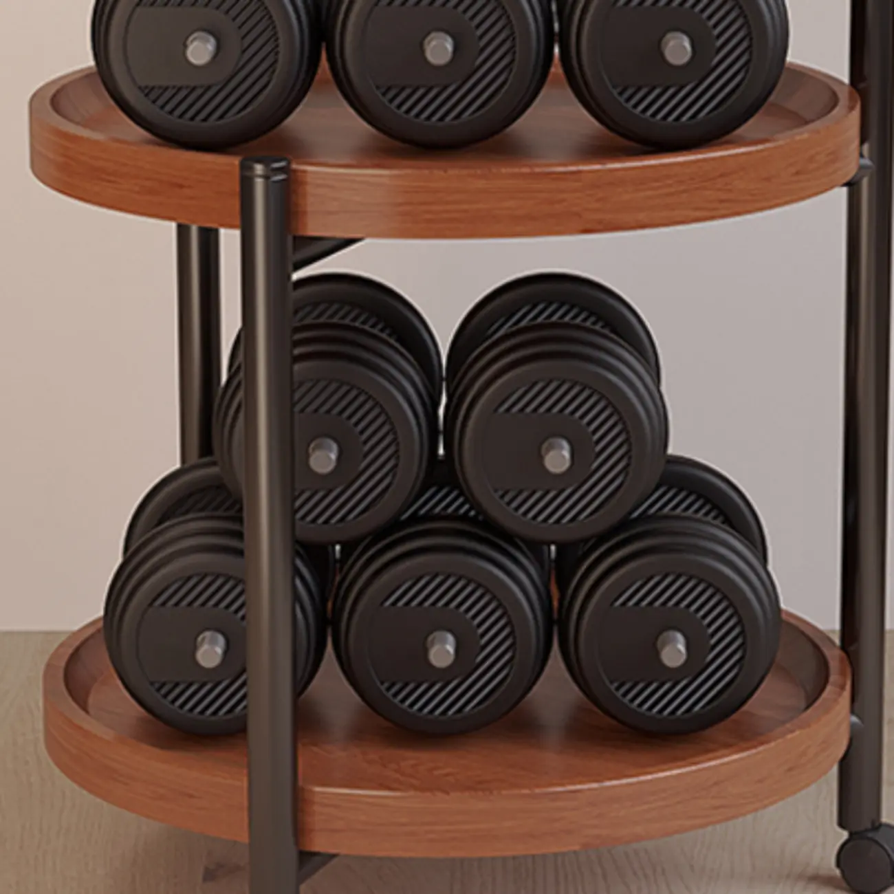 Modern Round 2-Tier Wooden End Table with Storage Image - 13 | homeyfad