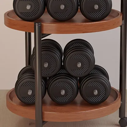 Modern Round 2-Tier Wooden End Table with Storage Image - 13