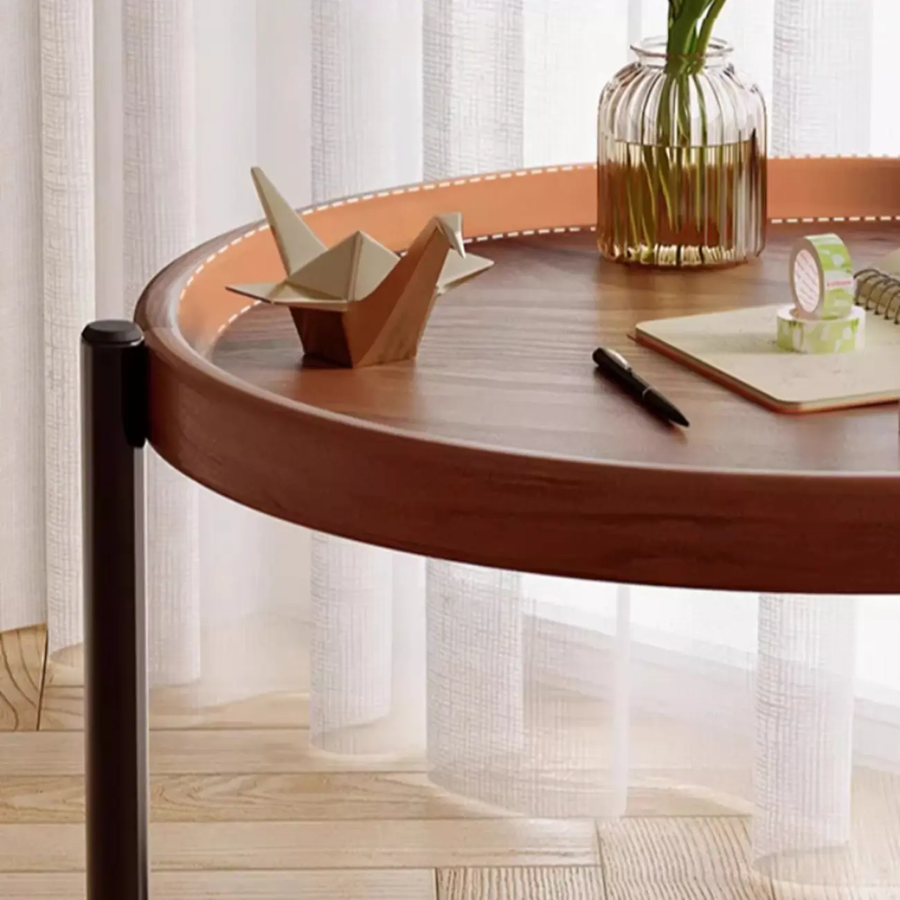 Modern Round 2-Tier Wooden End Table with Storage Image - 16 | homeyfad