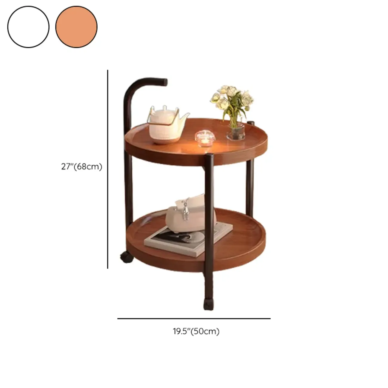 Modern Round 2-Tier Wooden End Table with Storage Image - 19