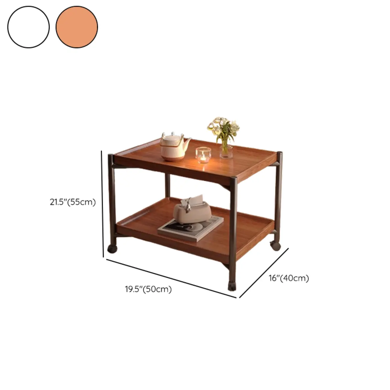 Modern Round 2-Tier Wooden End Table with Storage Image - 21 | homeyfad