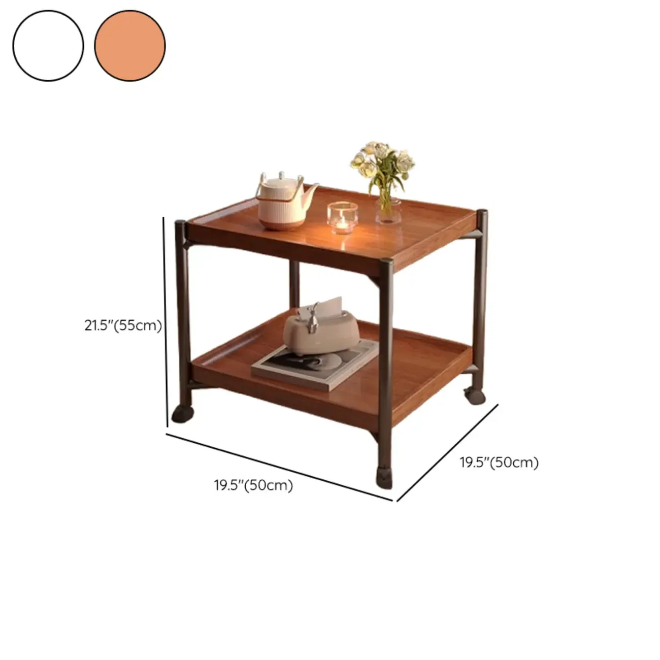 Modern Round 2-Tier Wooden End Table with Storage Image - 22