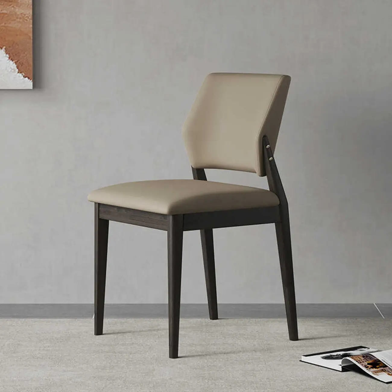 Scandinavian Faux Leather Low Back Dining Chair Image - 1 | homeyfad