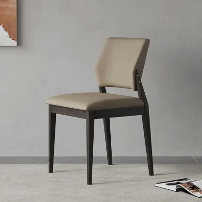 Scandinavian Faux Leather Low Back Dining Chair Image - 1
