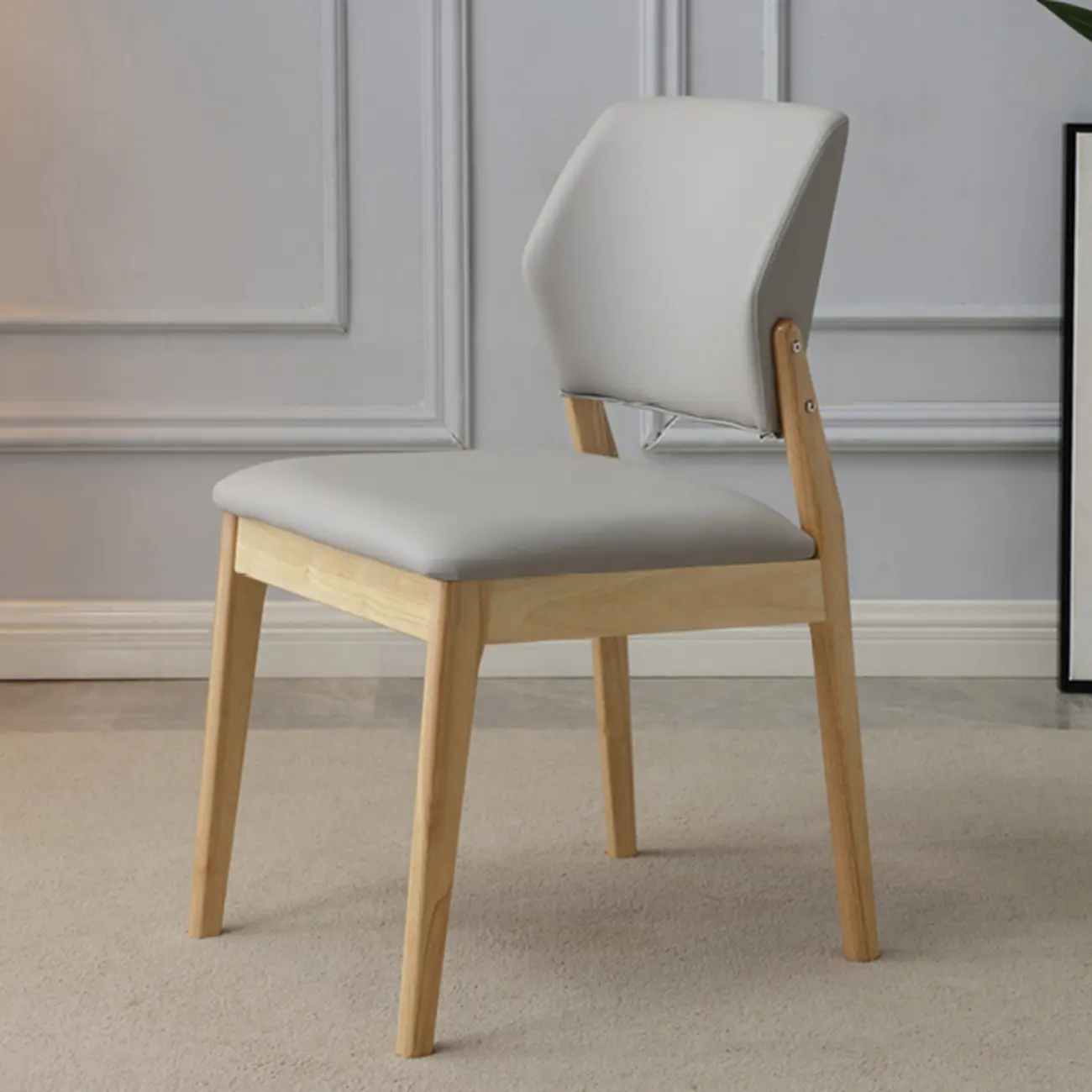 Scandinavian Faux Leather Low Back Dining Chair Image - 3 | homeyfad