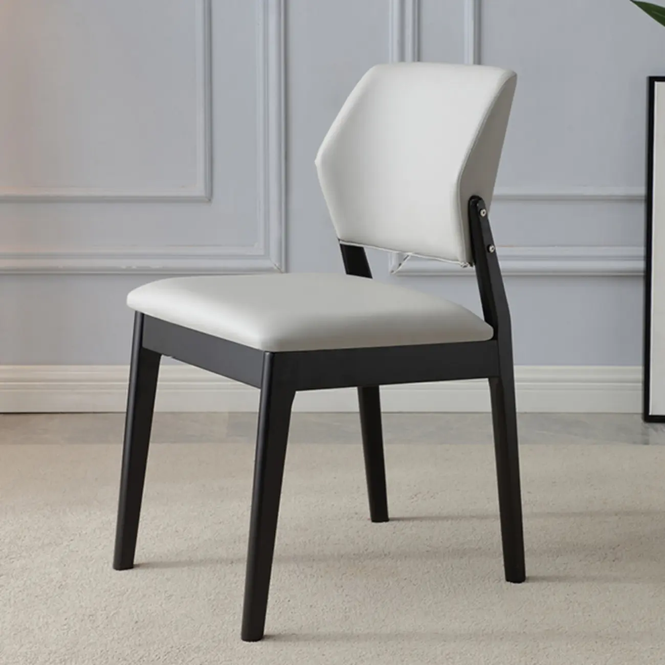 Scandinavian Faux Leather Low Back Dining Chair Image - 5 | homeyfad