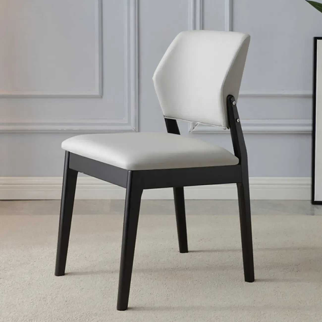 Scandinavian Faux Leather Low Back Dining Chair Image - 5
