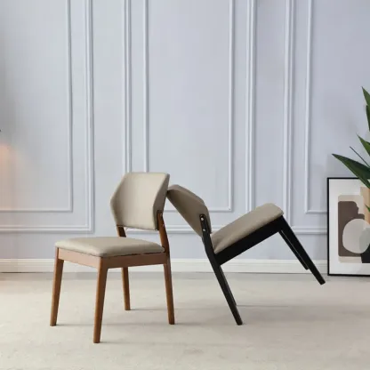 Scandinavian Faux Leather Low Back Dining Chair Image - 6