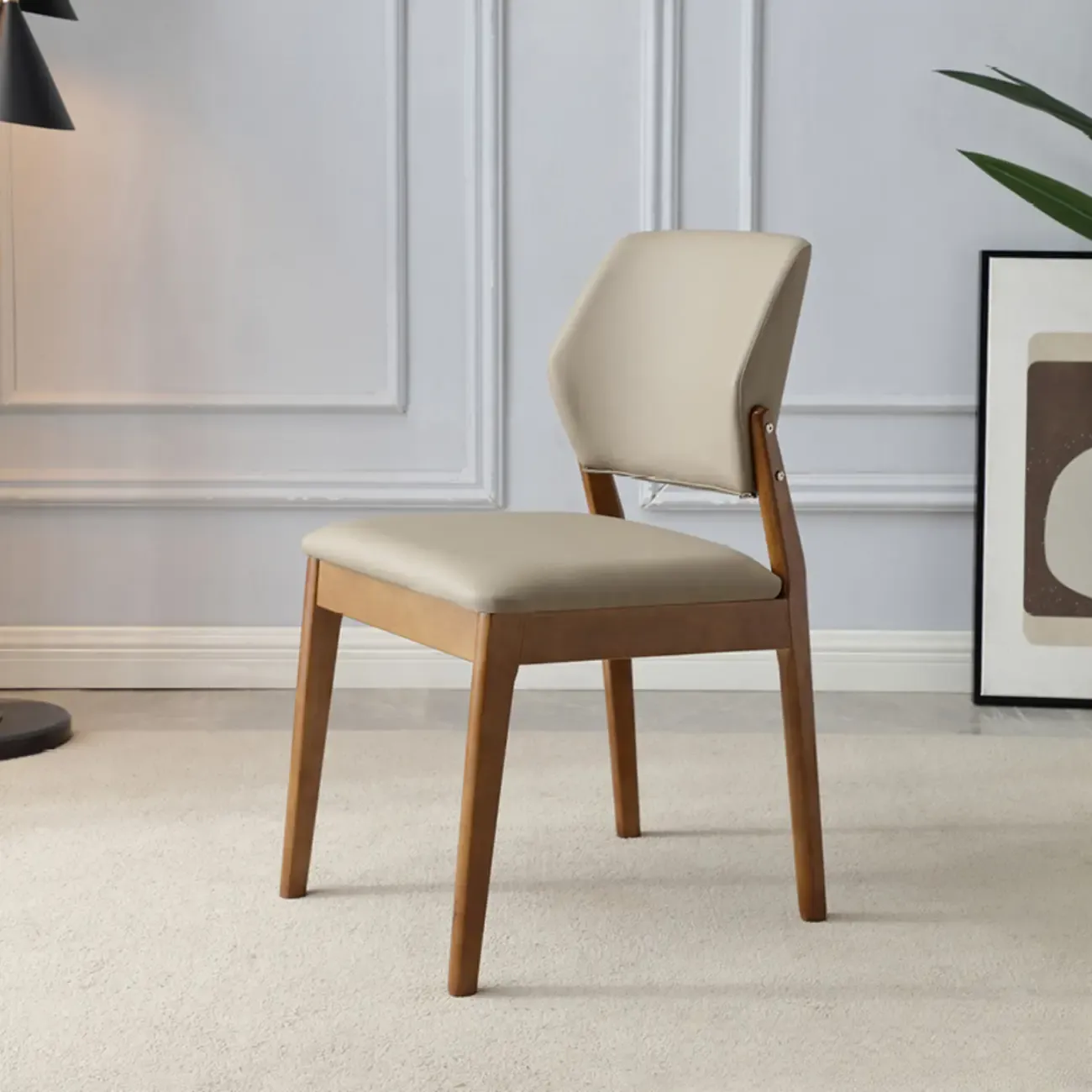 Scandinavian Faux Leather Low Back Dining Chair Image - 7